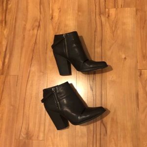 Black leather ankle booties